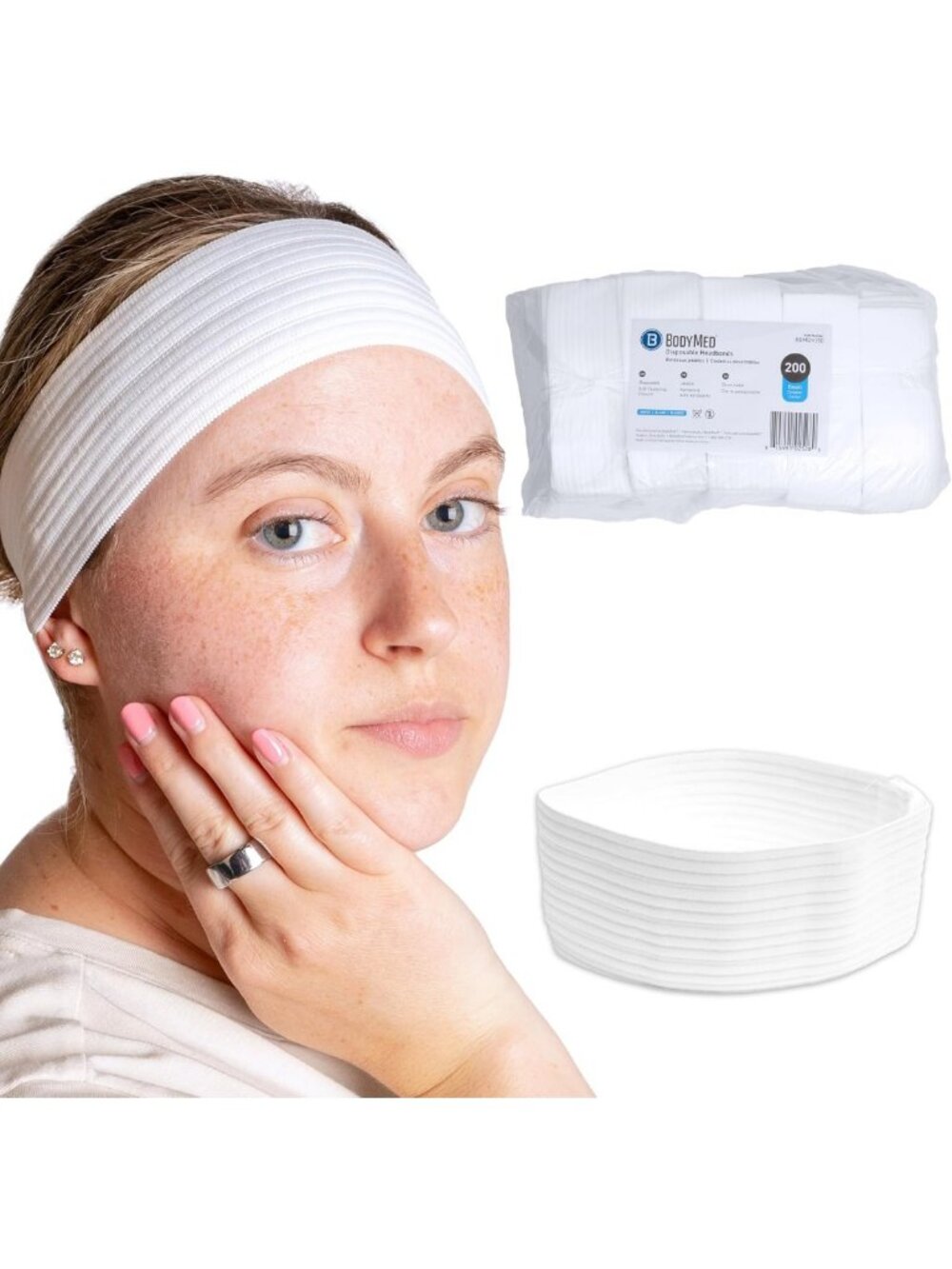 Disposable Medical & Spa Headbands - 200 Count, Easy Closure for One-Time Use